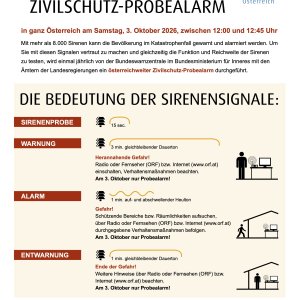 Zivilschutz-Probealarm am 03.10.2026